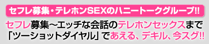 セフレ募集・テレホンSEXのハニートークグループ！！　セフレ募集~エッチな会話のテレホンセックスまで「ツーショットダイヤル」であえる、デキル、今スグ！！